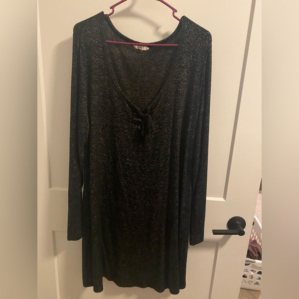 Plus Size Long Sleeve Grey Dress